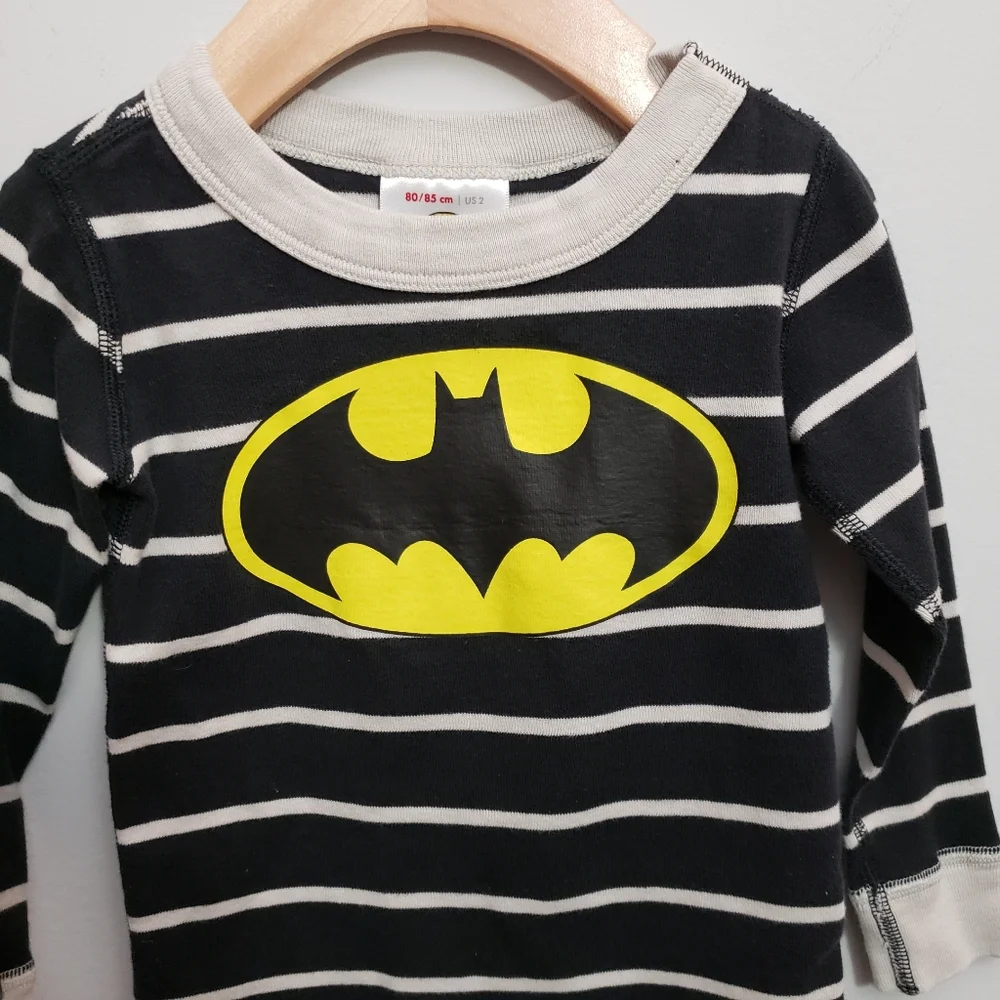 Hanna Andersson 2T Toddler Batman Striped Organic Cotton Pajama Top